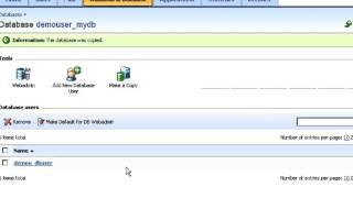 Managing databases with Webadmin