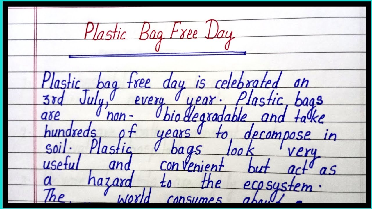 essay on plastic bag free day in english/paragraph on plastic bag free