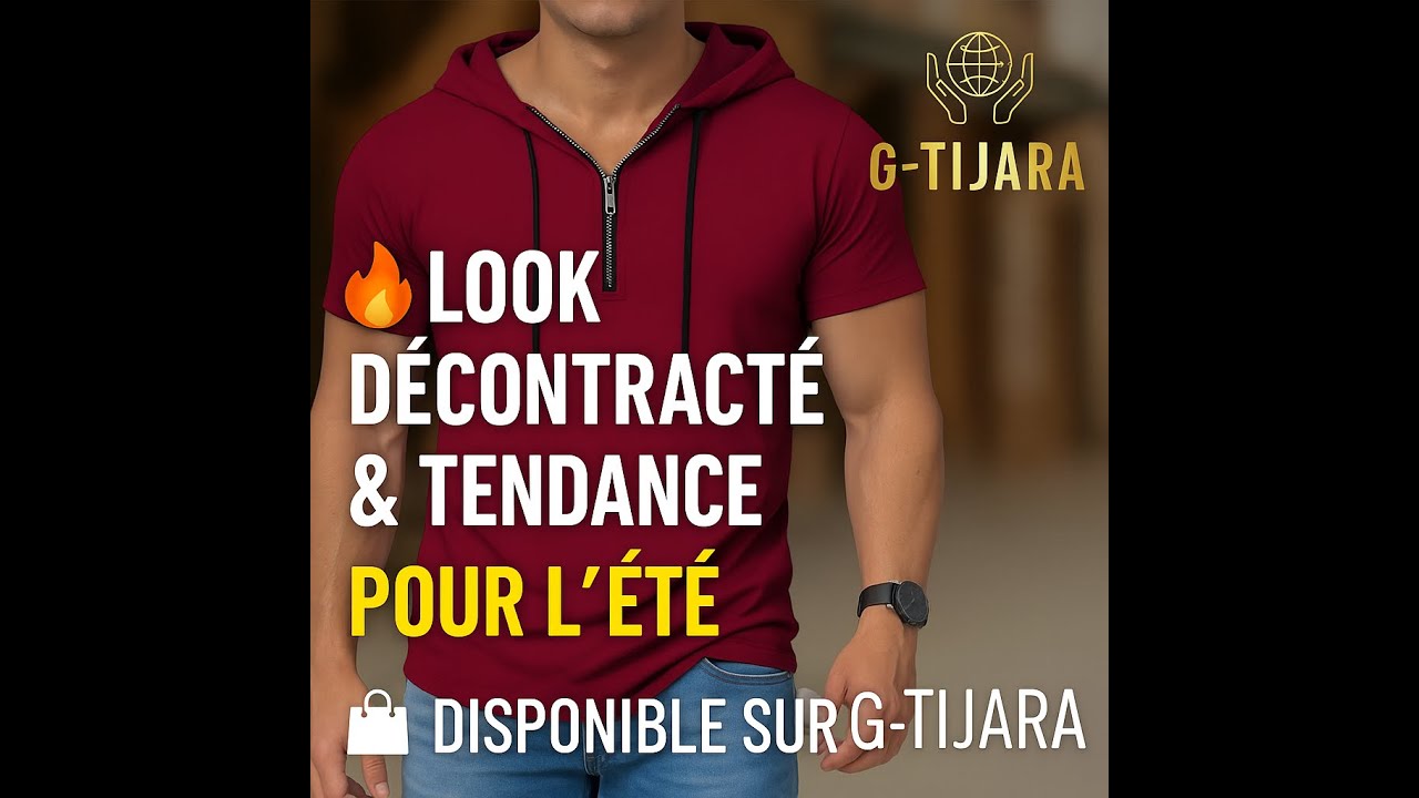 T-shirt sport homme à capuche 🔥 Look décontracté et tendance pour l'été !