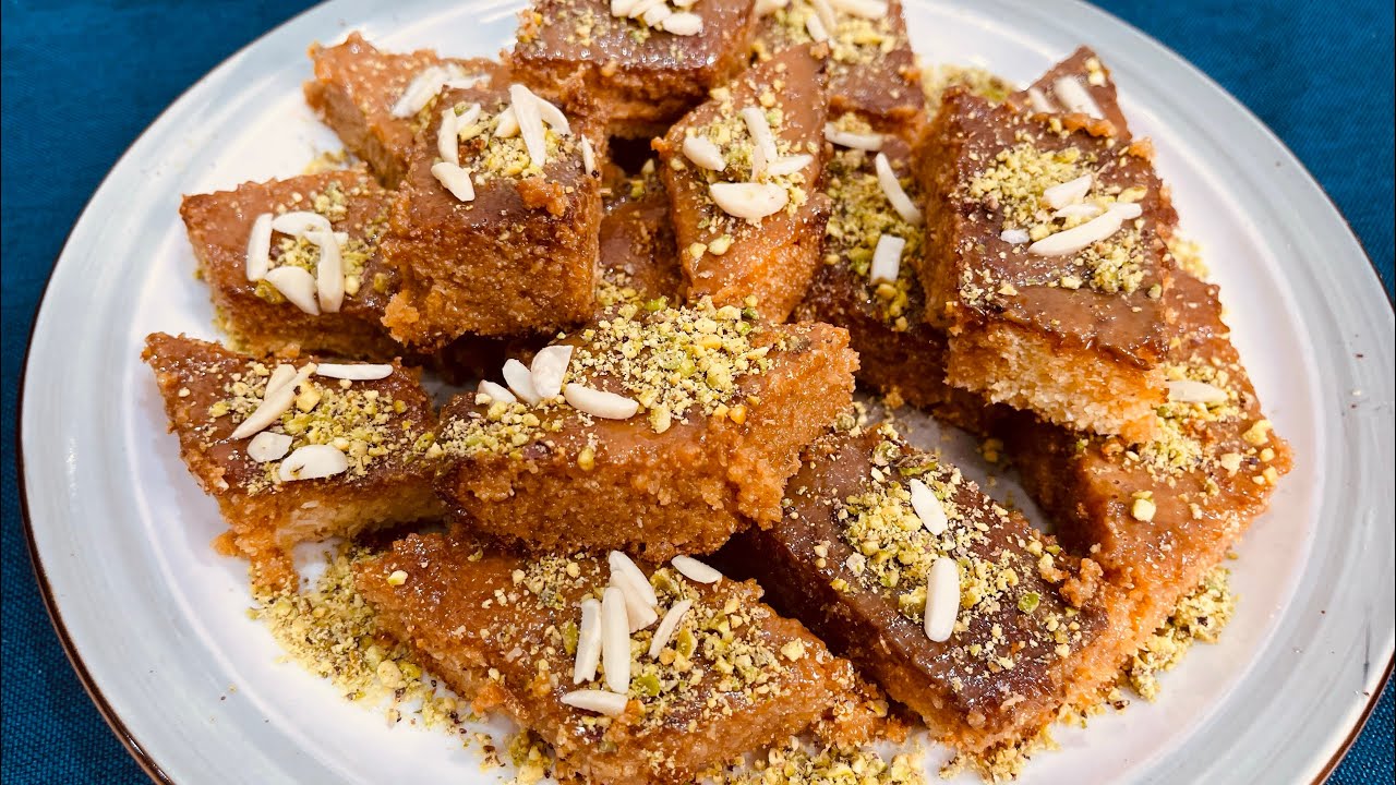 ألذ بسبوسة بكريم كراميل👌طعمها خطيرة وأحلى من أي بسبوسة 😋