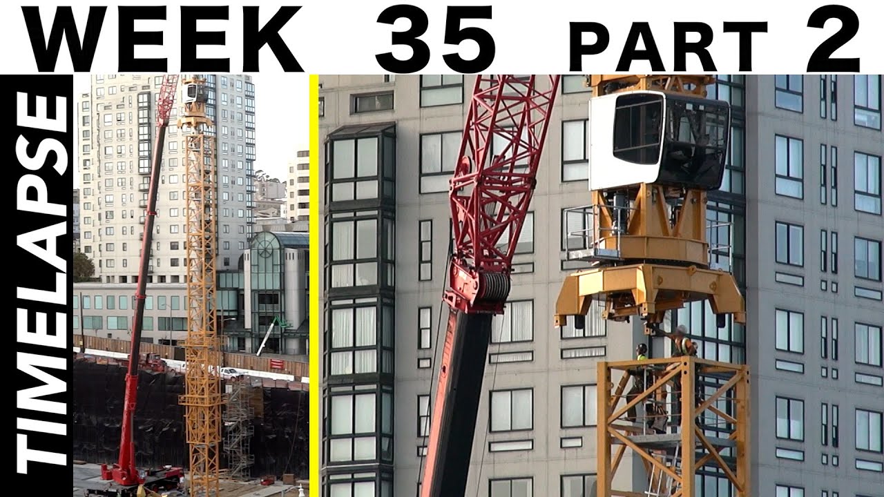 Tower crane 2 begins rising oneday construction timelapse with 21
