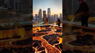 Rooftop Lava Floor 🔥 | City View Transformation You Won’t Believe #lava #colorfulfesign