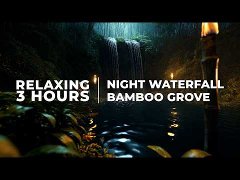 🔥 Waterfall in Secret Bamboo Grove | Relaxing Water White Noise for Study, Focus & Anxiety Relief
