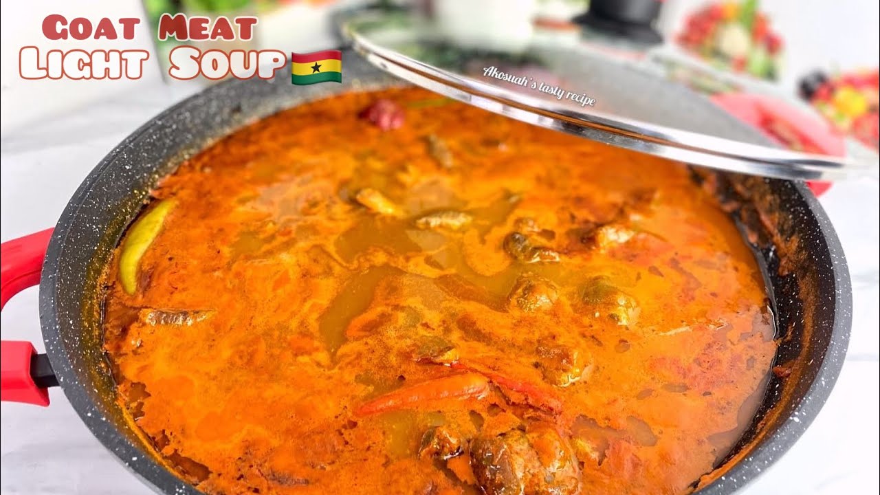 Goat Meat Light SoupAponkye Nkrakra RecipeGhanaian Goat Meat Pepper