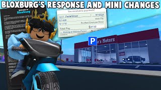 BLOXBURG&#39;S RESPONSE TO THE NEW UPDATE... AND MINI UPDATE CHANGES