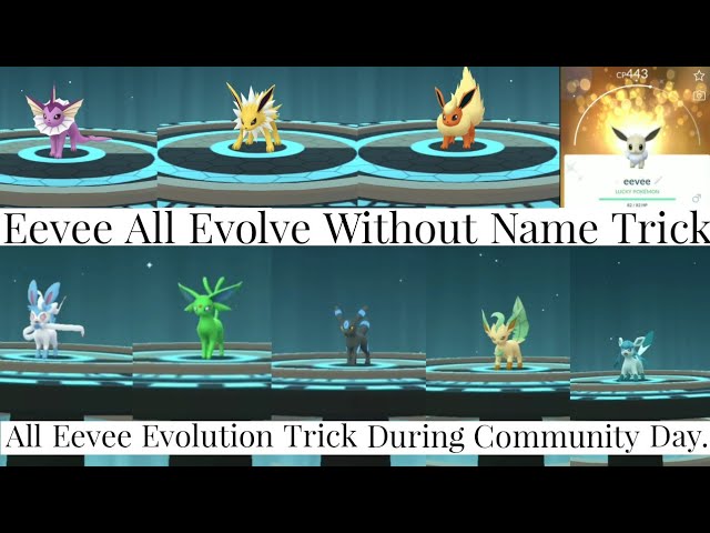 One more day til Community Day! Hopefully you didnt already use your name  trick on the eeveeloutions, Which shiny is your f…