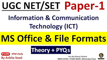 File Format & MS Office for UGC NET Paper 1 | ICT Important Topic for June 2024 |