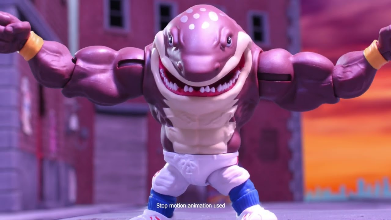 Street Sharks Big Slammu Action Figure Toy, Half-Shark 90s