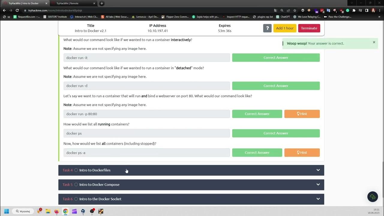 Tryhackme 612 intro to docker youtube