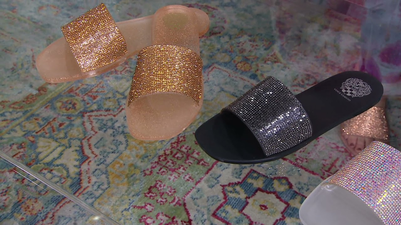 Vince Camuto Sparkle Slide Sandals - Jaquell on QVC - YouTube