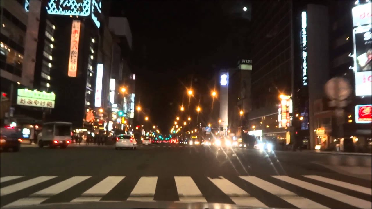 札幌市 すすきの～豊平橋　国道36号線　月寒通 Sapporo Susukino-Toyohira Bridge national highway Route 36 through Tsukisamu