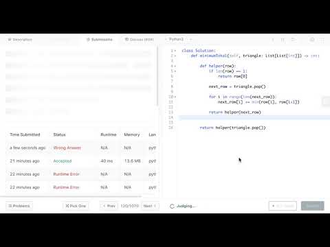 LeetCode - Triangle - 120 - Walkthrough in Python Recursively and Iteratively