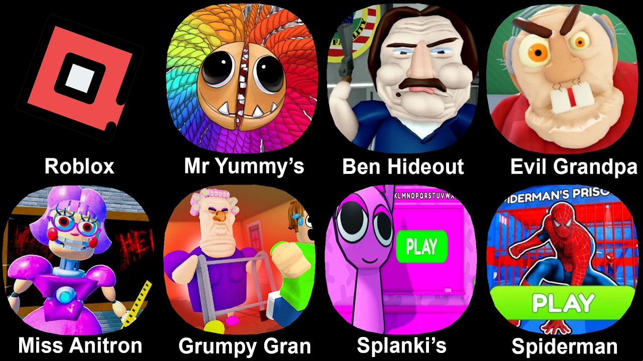Roblox, Yarnaby Prison, Ben Hideout, Evil Grandpa, Miss Anitron Detetion, Grumpy Gran, Splnaki's
