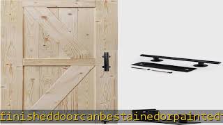 S&Z TOPHAND® 24in x 84in Barn Door, 20-60 in Unfinished British Brace Barn Door/Modern Style/Solid
