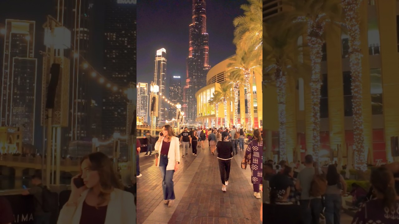 Dubai Mall to Downtown Walk | Burj Khalifa City Path 4K 🌙✨ 