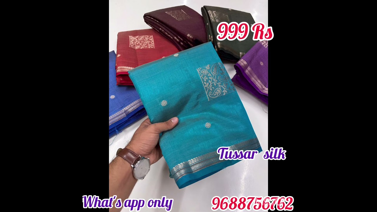 Tussar Silk sarees with Blouse offer sale 999 Rs ship Extra online payment only what'sapp 9688756762