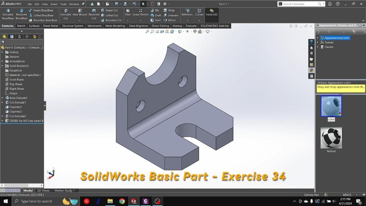 SolidWorks Basic Part - Exercise 34 - YouTube