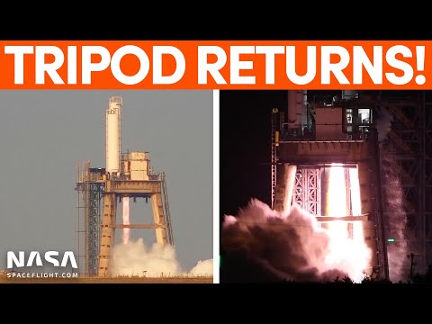 Raptor Test Firing Returns to the SpaceX Tripod Stand