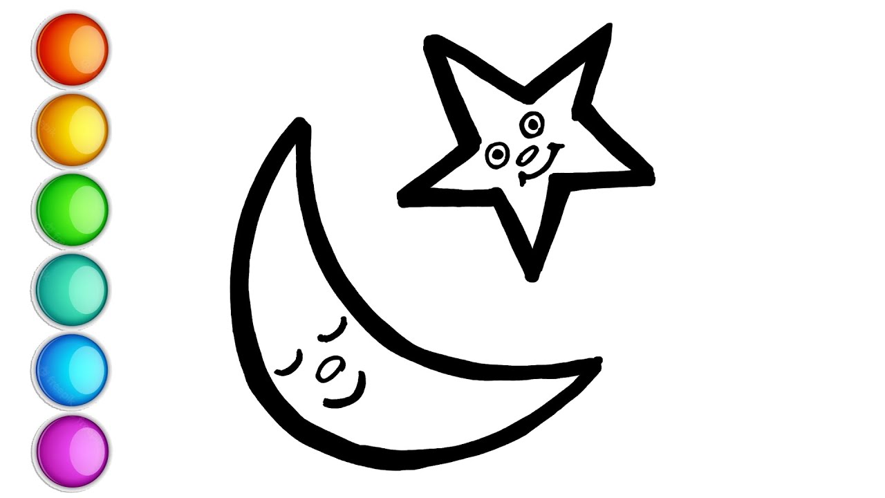 Moon and Star Drawing and Coloring🌛Moon and Star easy step by step⭐ Magic Kids TV
