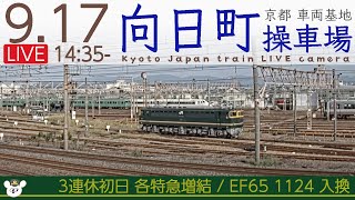 【LIVE】向日町操車場ライブカメラ 2022-09-17 14:35- Kyoto Japan train live camera