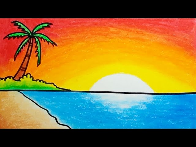 How to draw a sunset painting – Easy step by step Krita tutorial –  Raghukamath