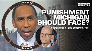 Stephen A. \& Paul Finebaum DISAGREE on the punishment Michigan should face 👀 | First Take