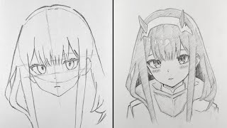 Easy how to draw anime girl Zero two | easy drawing for beginners