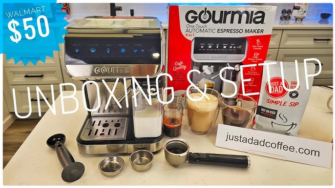 New Gourmia 4-Shot Steam Espresso, Cappuccino, and Latte Maker with Frothing Wand