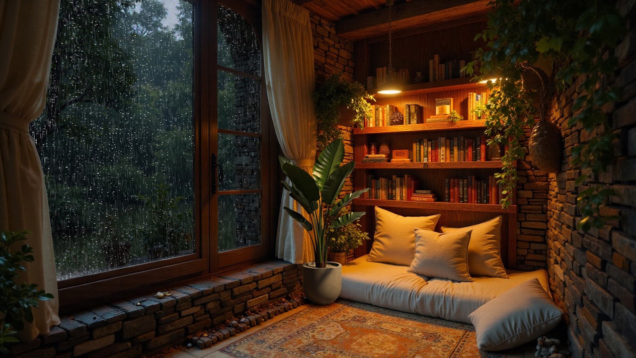 Rain Sounds in Cozy Bedroom (No Ads) • Relaxing Ambience for Deep Sleep ...