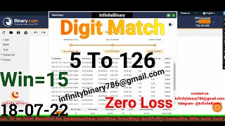 No Loss Digit Match Bot || Binary.com Bot || Binary Bot || Deriv.com || Binary Bot || 18-07-22