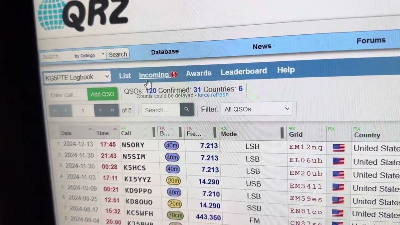 QRZ Log Book confirmation issues.