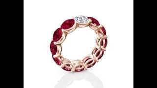 Round Cut Ruby Eternity Ring Pink Gold