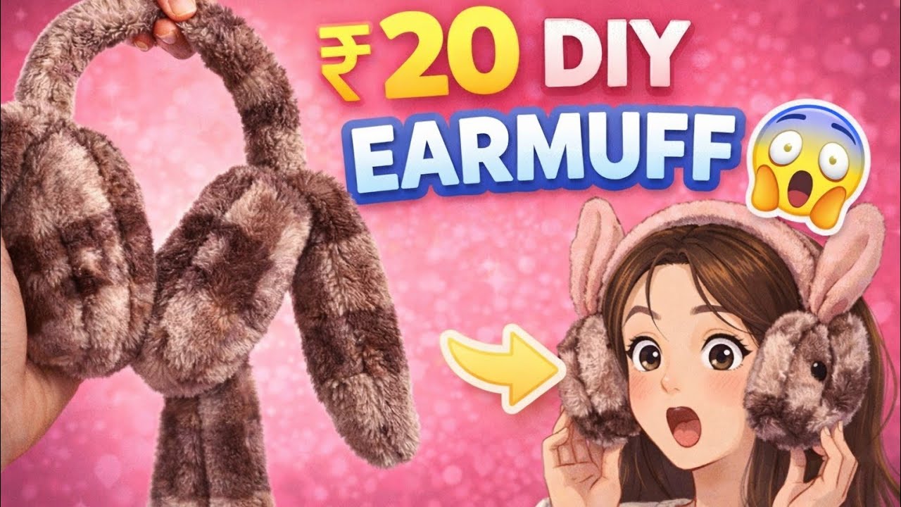 I made a cute earmuff at home for just rs 20😱!winter hack