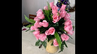 Pink Rosebud Cemetery Cone Arrangement |  Dylan Live Demo