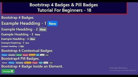 Bootstrap4 Tutorial For Beginners - 18 | Bootstrap4 Badges and Pill Badges Tutorial