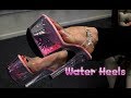 Pleaser SKY Liquid Infused Pink Heart Glitter Fließende Flüssigkeit Plateau High Heel Schuhe