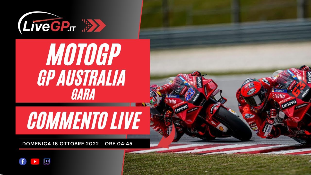 MotoGP GP Australia 2022 - Commento LIVE Gara