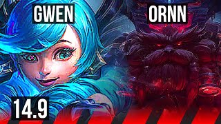 GWEN vs ORNN (TOP) | 8 solo kills, 500  games | EUW Master | 14.9