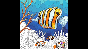 Mosaic - Tropical Fish And The Crown Fish Pics (Tap Color Pro) Mosaic Pics