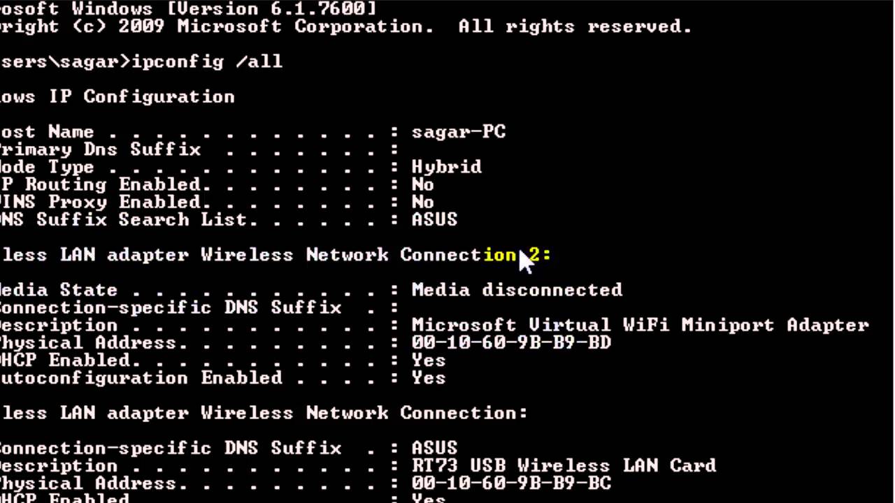 How to find mac address in Windows 7