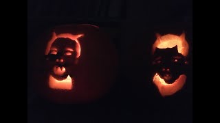 Halloween Pumpkin Carving My Boys Faces - Soooooo Easy !!
