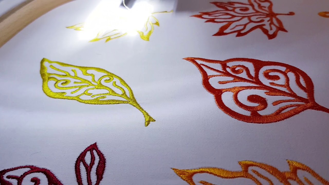 Multi-colored Autumn leaves Machine Embroidery Designs 
