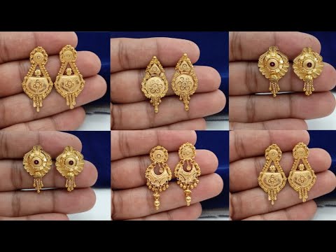 Gold Women's Earrings Designs 2023 // new light weight gold earrings  designs with weight & price - YouTube