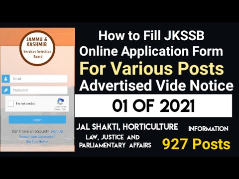 How to Fill JKSSB Online Application Form for Various Posts llAdv. 01 Of 2021ll
