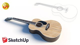 How to model a guitar – Sketchup Tutorial and Vray