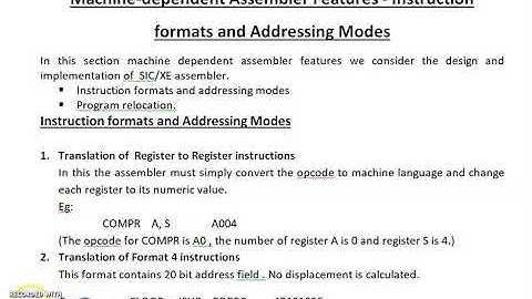 Machine Dependent Assembler Features Part1- English