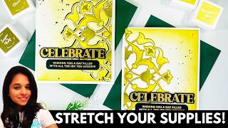 Gold Heat Embossing + Stencil Coloring | Double the Cards, Half the Supplies