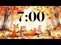 7 Minute Thanksgiving Focus Timer 🍂 Forest Animal Fall Picnic, Folk Acoustic Music, Classroom Study