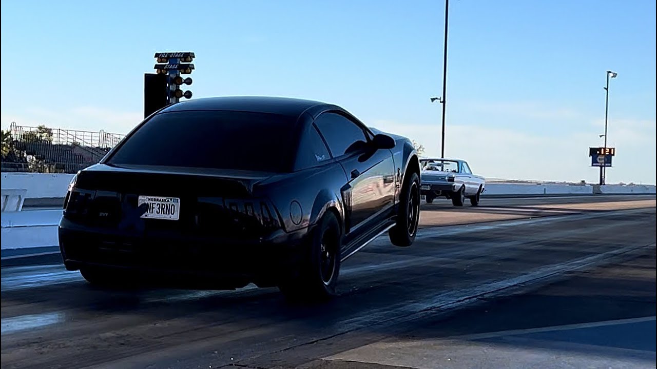 Turbo 4.6 2v Mustang goes 9.1 and popped a wheelie
