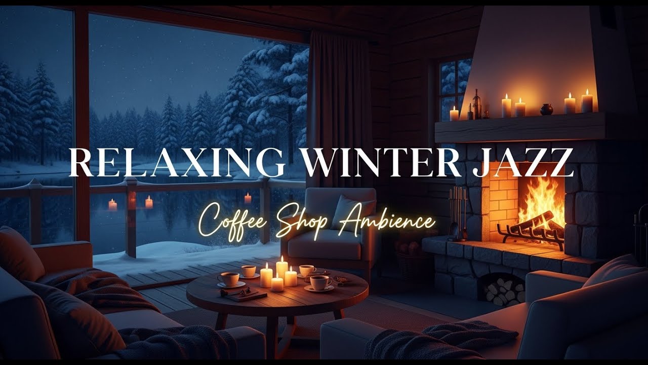 🎆 New Year Jazz Café LIVE 🎷 Warm Coffee Shop Ambience with Gentle Snowfall & Candlelight